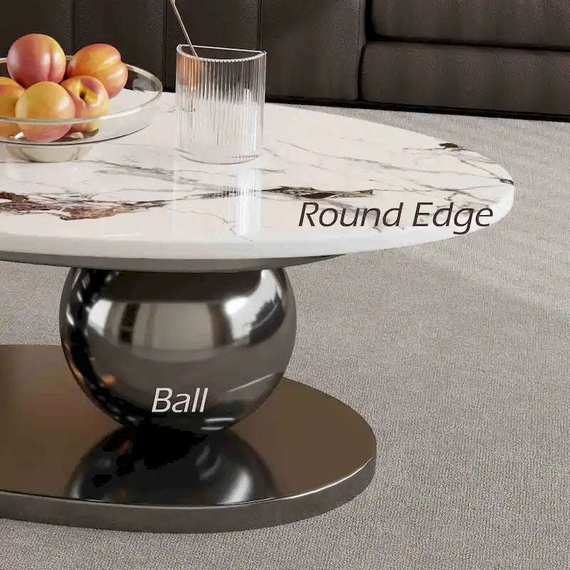 51 Modern Pandora Oval Coffee Table with Glossy Sintered stone top, Luxury Coffee Table, Stainless Steel Legs for Livingroom – Image 41