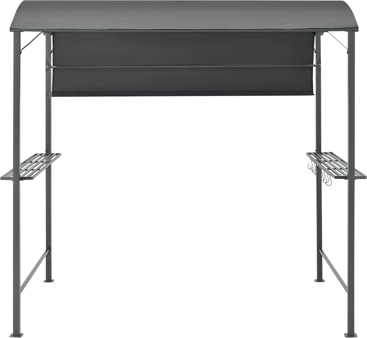 Tonnelle de Barbecue Auvent de Réception pour Jardin Tente avec Comptoir et Crochets Belvédère Robuste Extérieur Acier Laqué Polyester 215 x 220 x 140 cm Anthracite Gris Foncé – Image 2