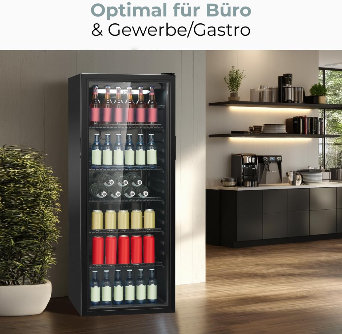 Bomann KSG 7292 Réfrigérateur avec porte en verre | Classe énergétique C | 143 cm | Réfrigérateur de boissons 2-12 °C | MultiAirflow | 5 étagères grillagées | Butée de porte interchangeable | 236 l | – Image 7