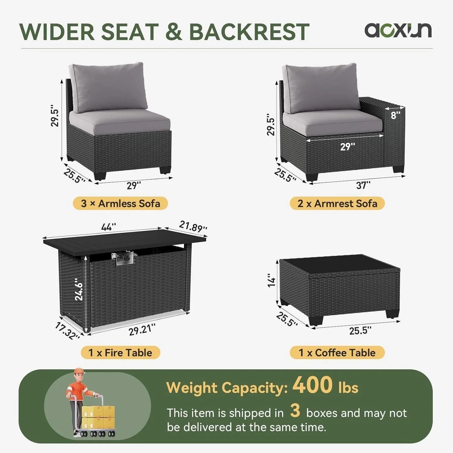 Outdoor Patio Furniture Sets with 4in Thicken Cushion – Image 35