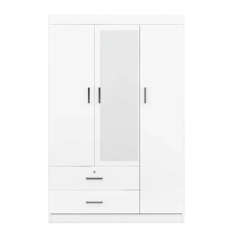 3-Door Mirror Wardrobe with Shelves and 2 Drawers – Image 6