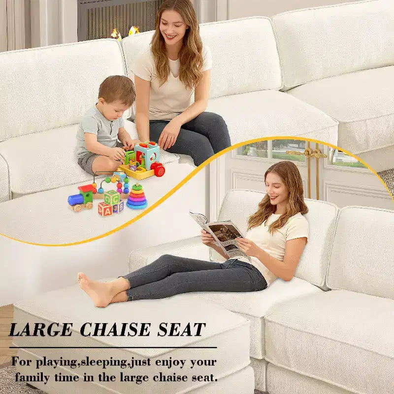 Dyonery 158 Extra Large Modular Sectional Sofa, CHENILLE Fabric with Deep Seat, Tool-Free Assembly – Image 19