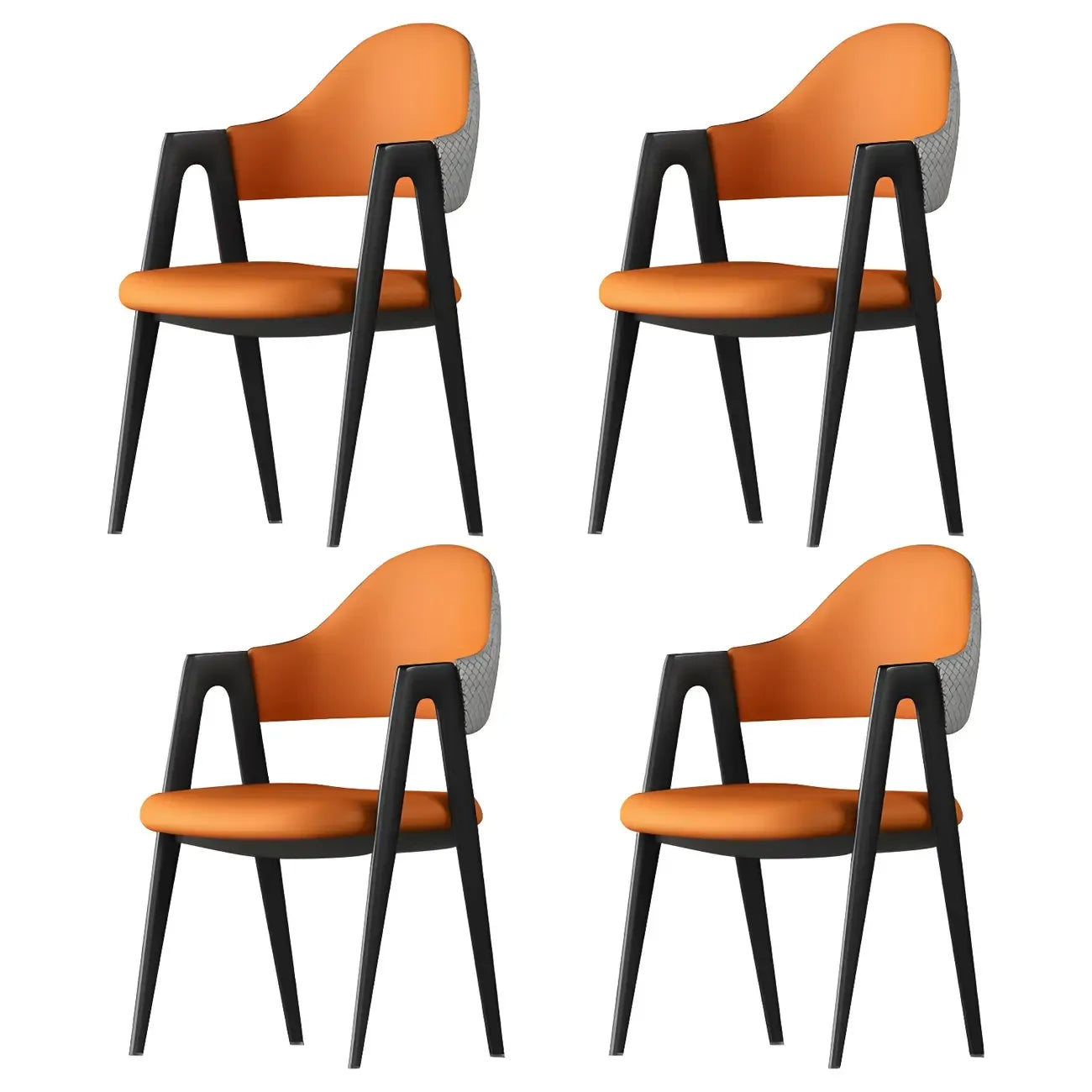 Modern Leather Curved Open Back Arm Dining Chair – Image 44
