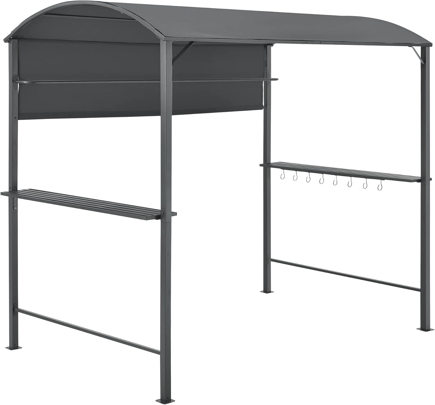 Tonnelle de Barbecue Auvent de Réception pour Jardin Tente avec Comptoir et Crochets Belvédère Robuste Extérieur Acier Laqué Polyester 215 x 220 x 140 cm Anthracite Gris Foncé
