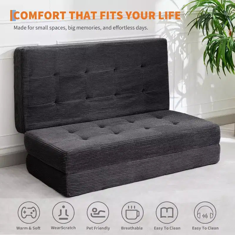 39x75 Tri-Fold Memory Foam Sofa Bed 6 Tufted Mattress – Image 8