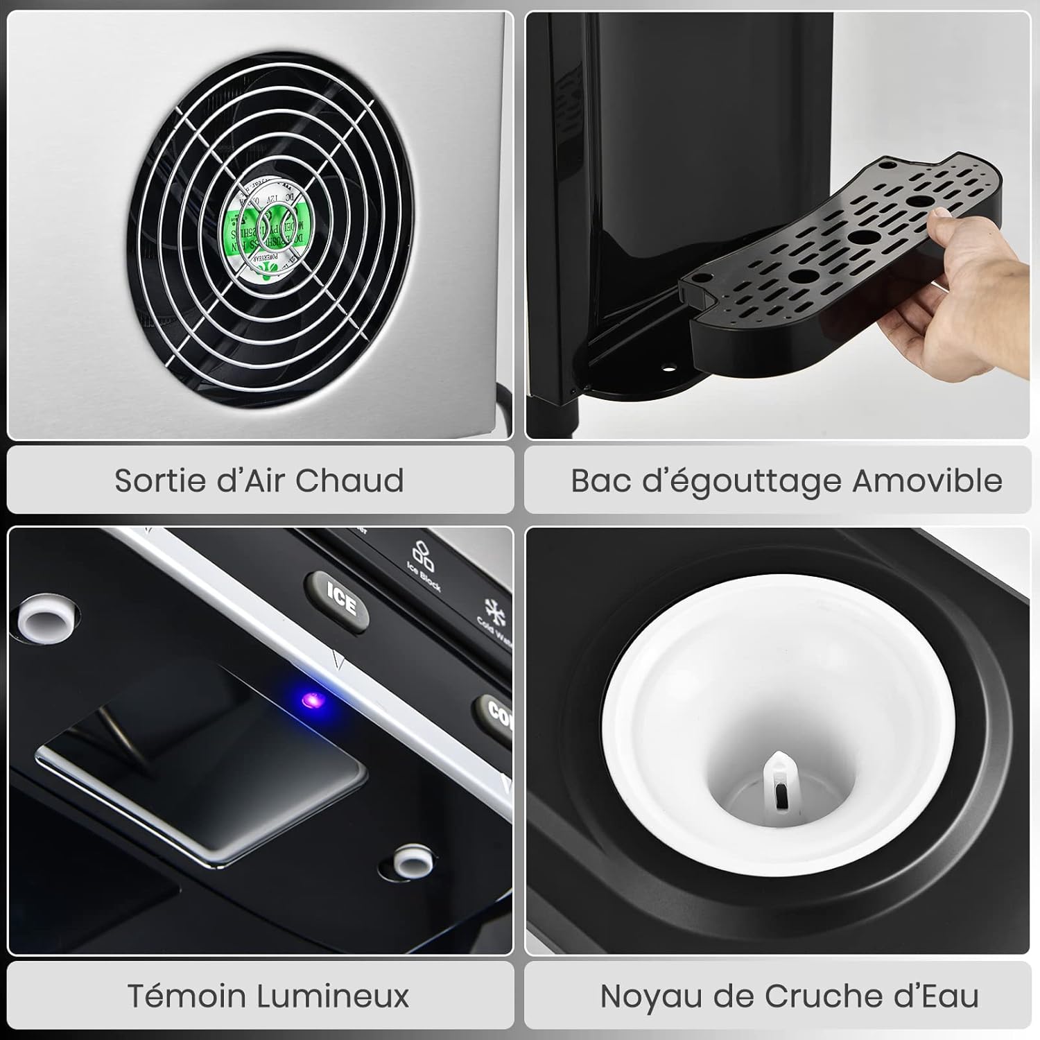 GOPLUS Machine à Glaçons 3 en 1 avec Glace, Eau Chaude et Froide, Distributeur d'Eau avec Réservoir 3 L,Capacité de Fabrication de Glace 18,1KG/24H,Machine à Boire avec Contrôle Tactile – Image 4