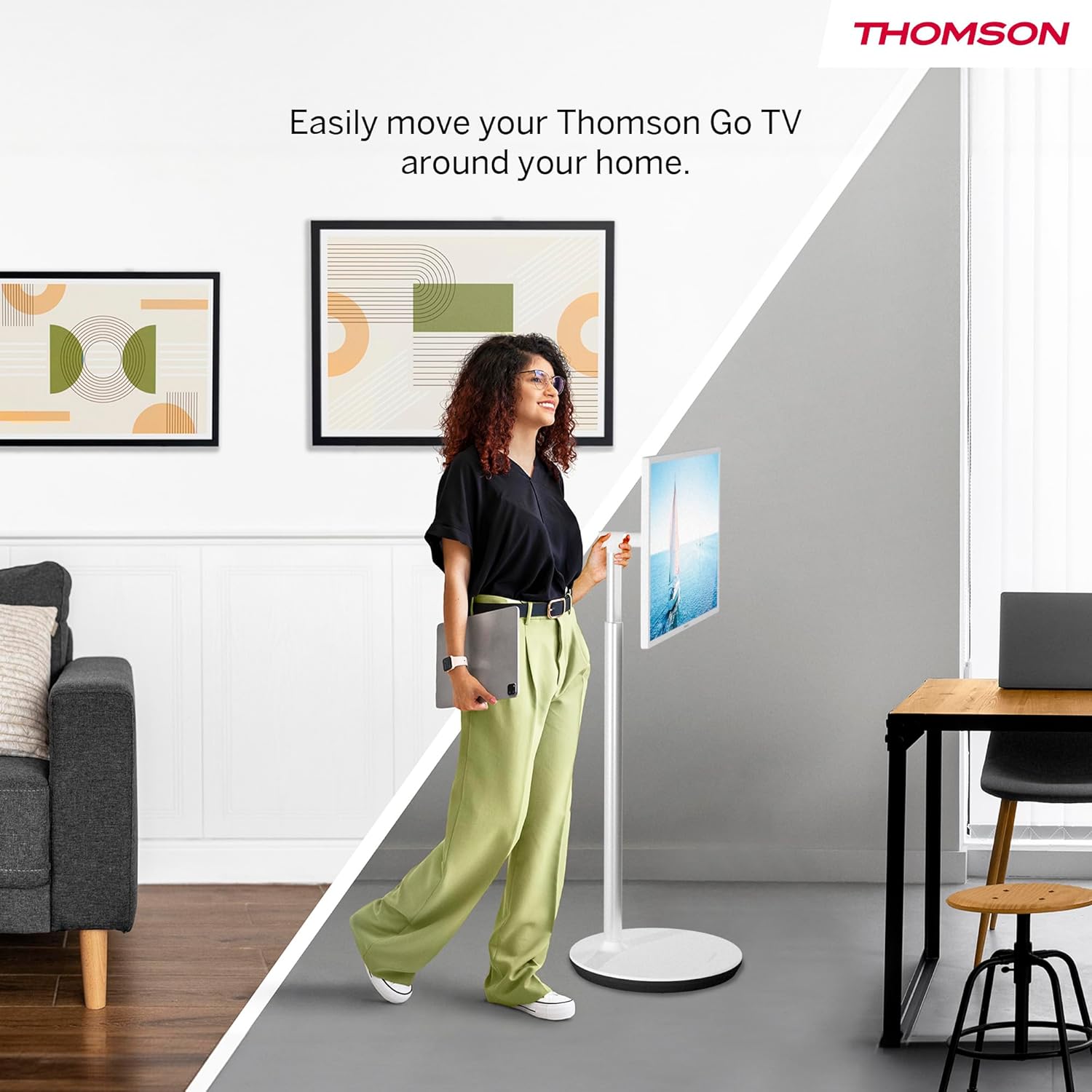 THOMSON Go TV 32 Pouces (81 cm), téléviseur Android Portable – HD Ready (1366x768), Commande vocale, Netflix, Disney,Google,Bluetooth 5.1, Wi-FI, Fonction Hotspot, autonomie Jusqu’à 4 Heures – Image 5