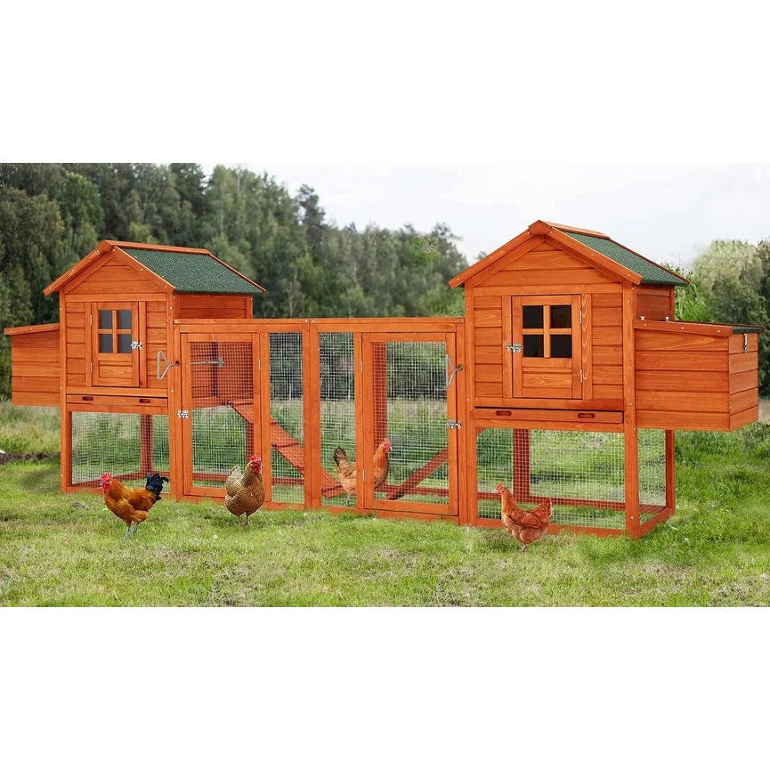AECOJOY 144'' Large Chicken Coop w/ Run Wooden Hutch Poultry Cage House – Image 6