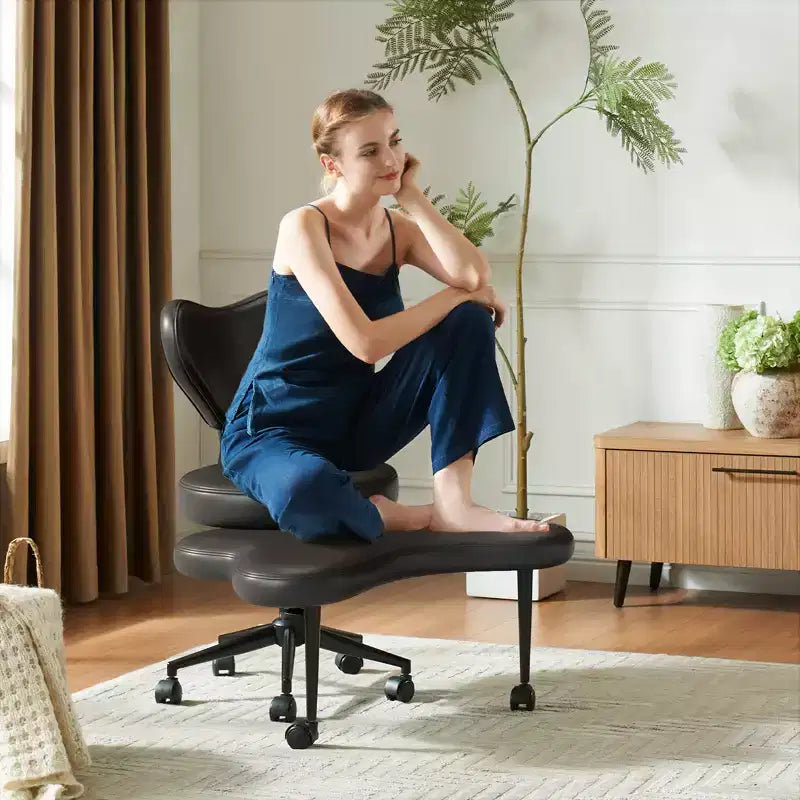Pinmoco Ergonomic Criss Cross Office Chair, Height Adjustable Meditation Chair, 360 Swivel, Lumbar Support, Task and Office Chair, ADHD Chair – Image 9