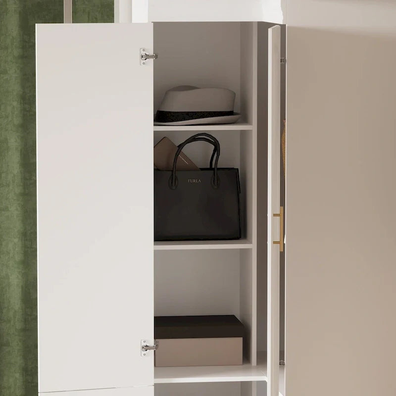 93.9H/74.2H Armoires Wardrobe Closet Cabinet Hanging Drawers Storage – Image 44