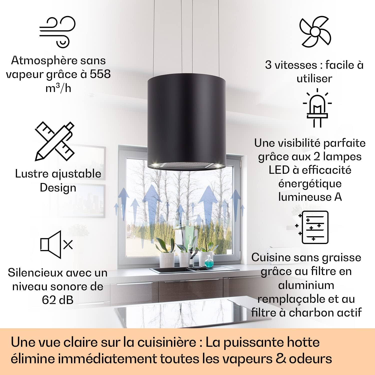 Klarstein Barett Hotte aspirante pour hotte aspirante Noir – Image 2