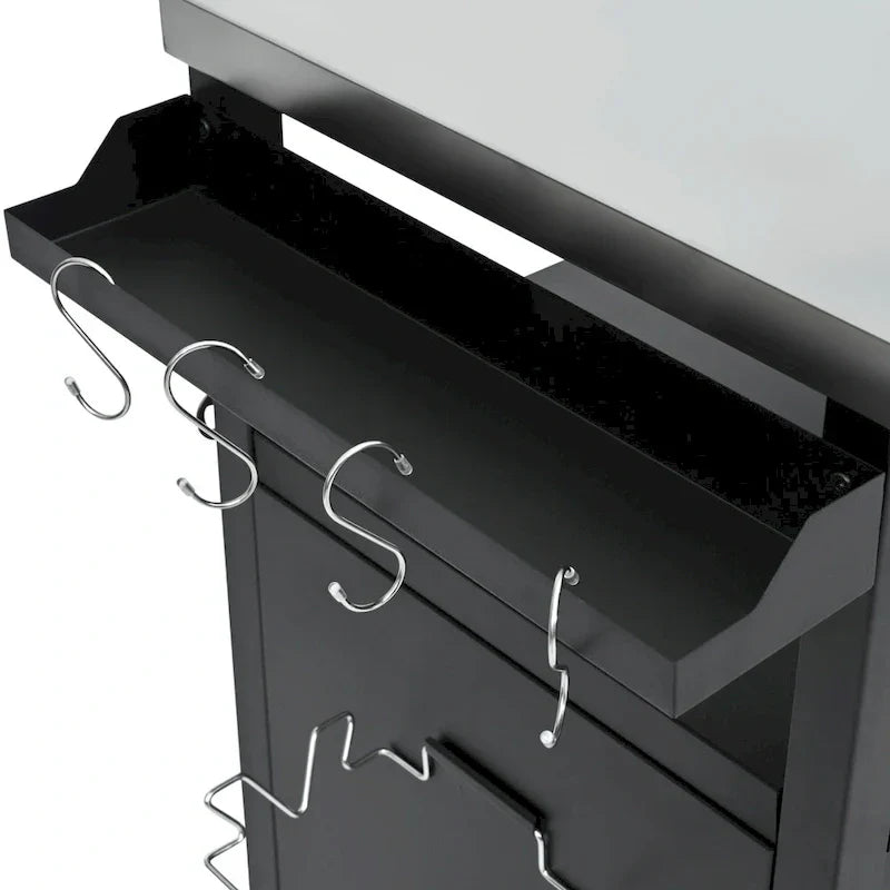 Outdoor Kitchen Island With Stainless Steel Tabletop,Metal Grill Cart Table With Storage Cabinet - N/A – Image 10