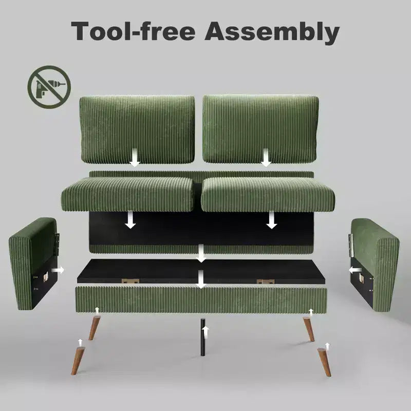 68 Loveseat Sofa Comfy Couch,Modern Loveseat Couches for Living Room/Bedroom,Comfy Sofa with Spring Cushion,Solid Wood,Tool-Free Assembly – Image 38