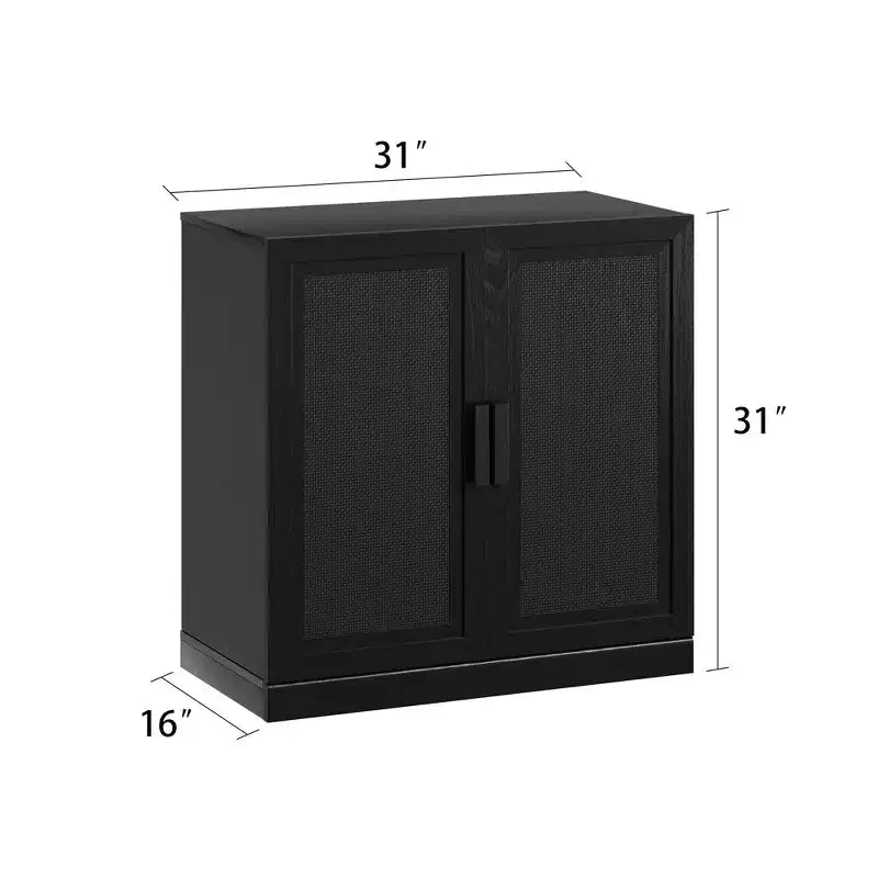 62 High Black Wicker Door Wood Grain Decorative Storage Cabinet with 12 Shelves – Image 8