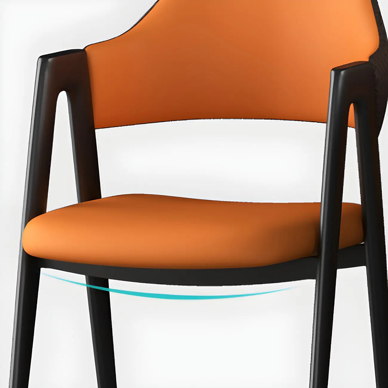 Modern Leather Curved Open Back Arm Dining Chair – Image 56