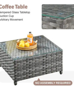 Alternative view of XIZZI 13-piece Outdoor Patio Wicker Furniture Set with Fire Table