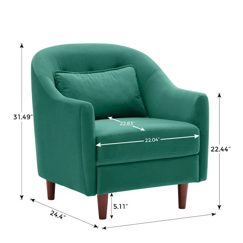 28.34W Set Of 2 Accent Armchair, Velvet Barrel Chair with Solid Wood Legs – Image 9