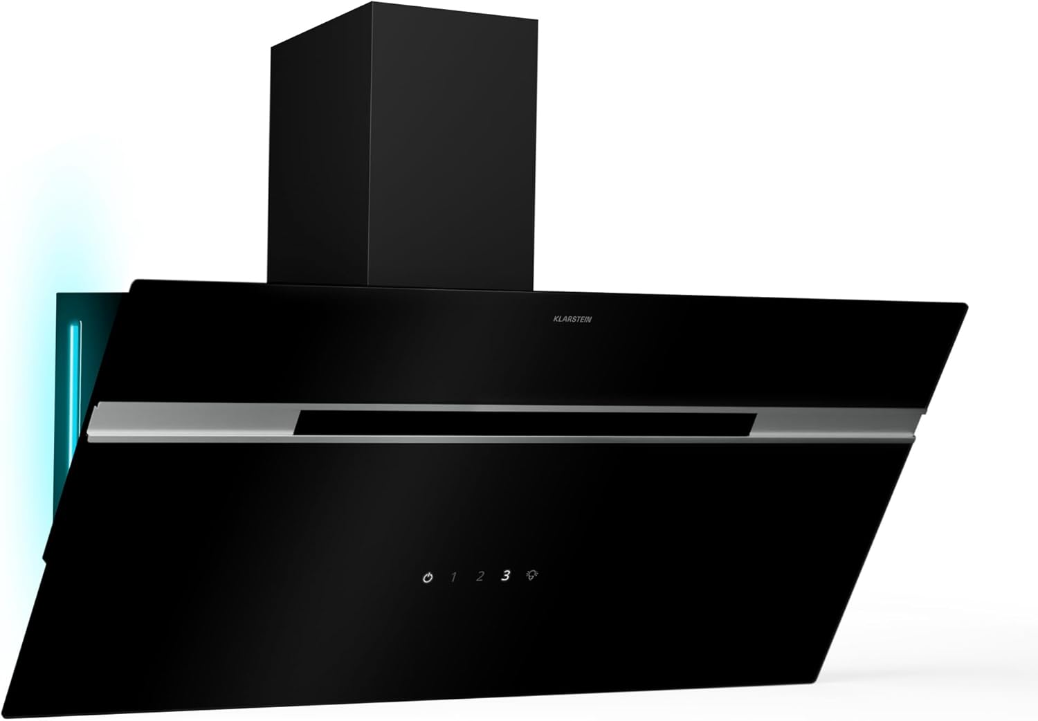Klarstein Alina 90 Hotte Aspirante - Hotte Décorative 90 cm, Débit d'Air 600 m3/h, Énergie Classe A, Panneau Tactile, LED Multicolore, Silencieuse 63 dB, Recyclage, Noir