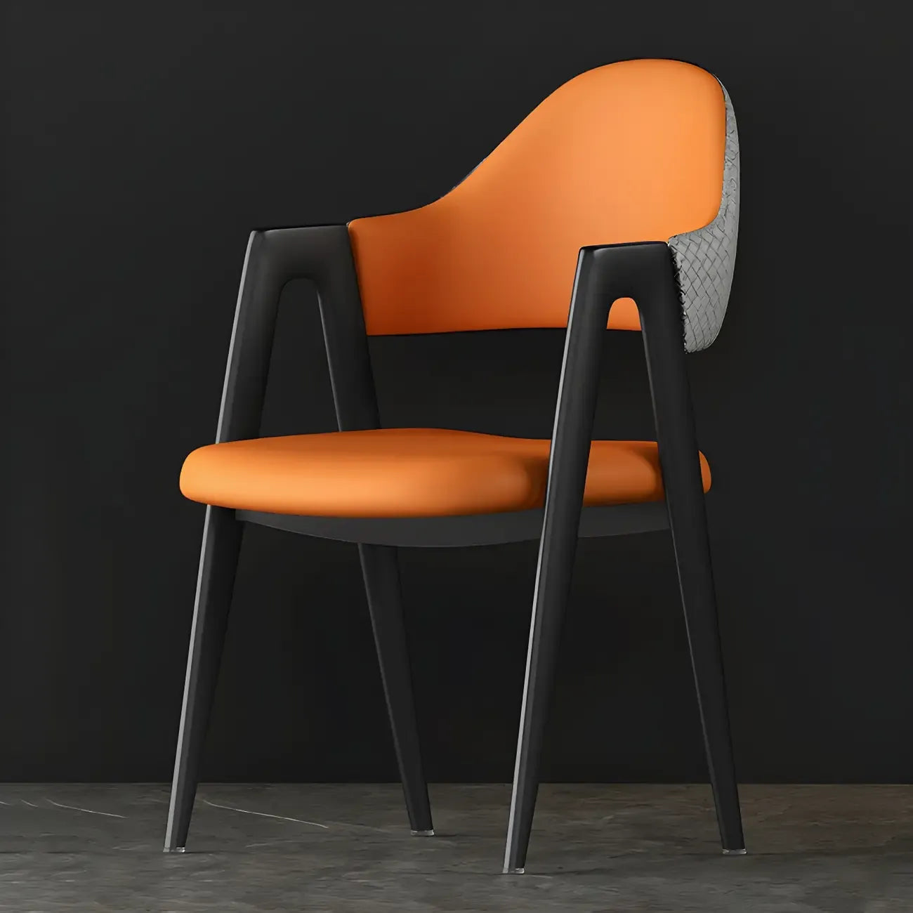 Modern Leather Curved Open Back Arm Dining Chair – Image 42