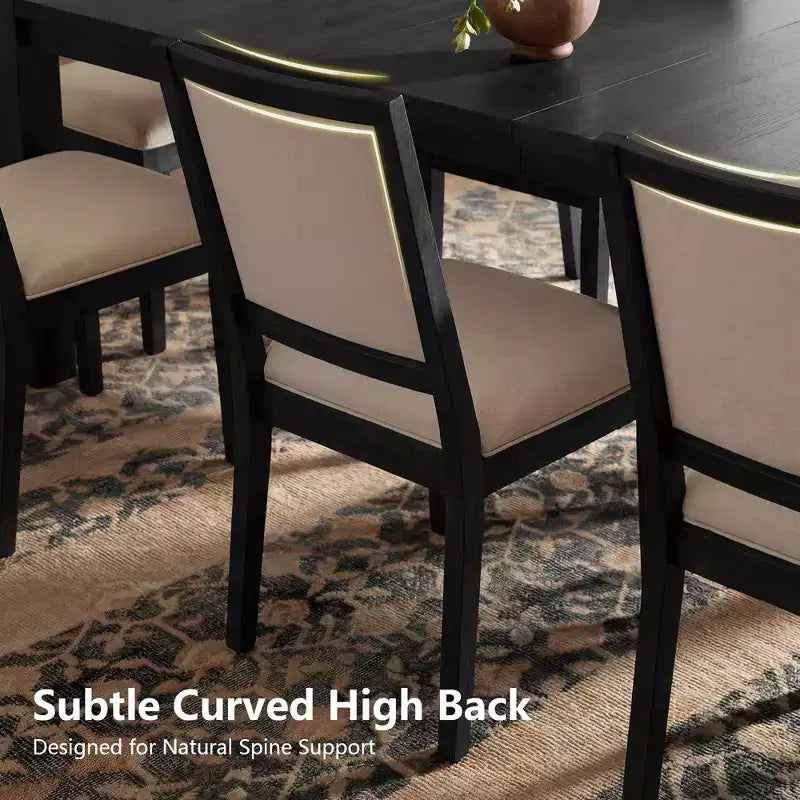 Modern Dining Set - 80 Table + 6 Cushioned Chairs, Solid Wood Frame, 400lbs Table Capacity, Easy Assembly – Image 17