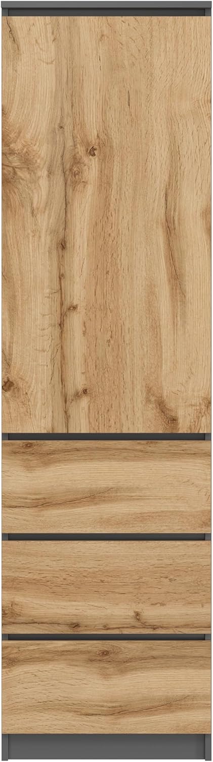 KUBUTKU Armoire Multi-usages avec 3 tiroirs 3 Compartiments et Portes - Armoire Universelle pour Bureau et Maison 180,5x50x40 cm Graphite/Chêne Wotan – Image 8