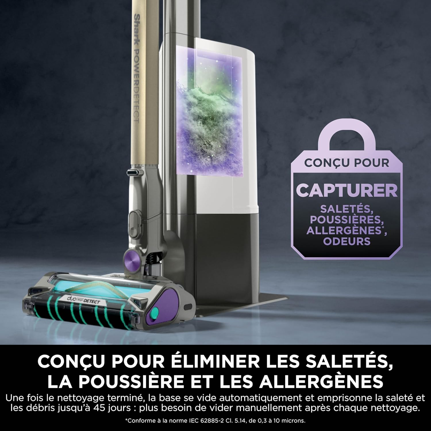 Shark aspirateur sans Fil PowerDetect Clean & Empty, DuoClean Detect, Reverse Clean, Base Auto-vidante 2 l, Anti-Hair Wrap Plus, autonomie 70 Min, léger, Access. Animaux/multisurface, Gris IP3251EUT – Image 8