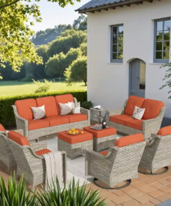 Alternative view of XIZZI 9-piece Outdoor Patio Furniture Conversation Set with Swivel Chair