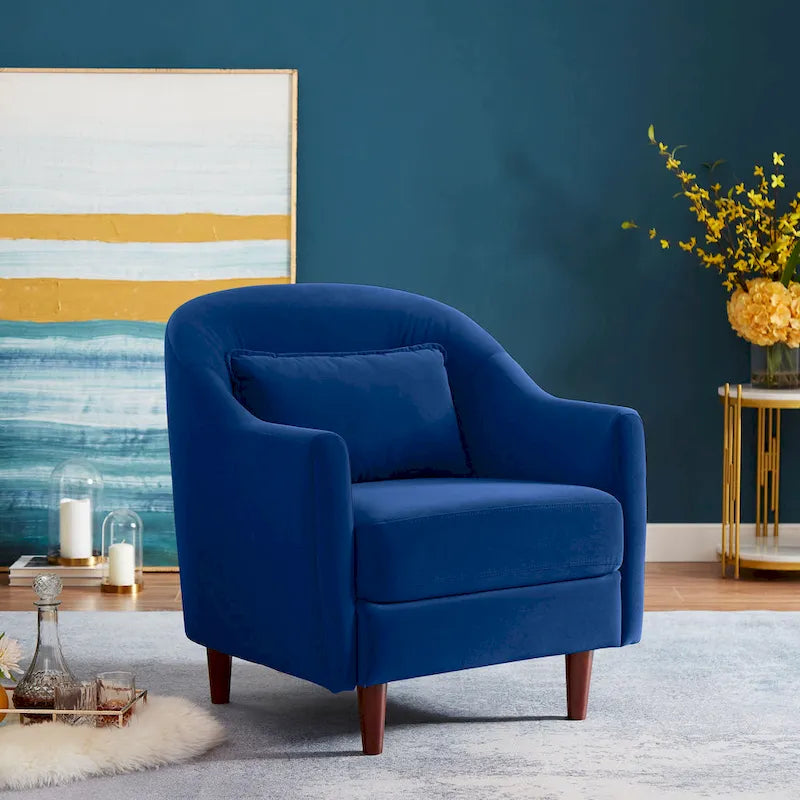 28.34W Set Of 2 Accent Armchair, Velvet Barrel Chair with Solid Wood Legs – Image 17