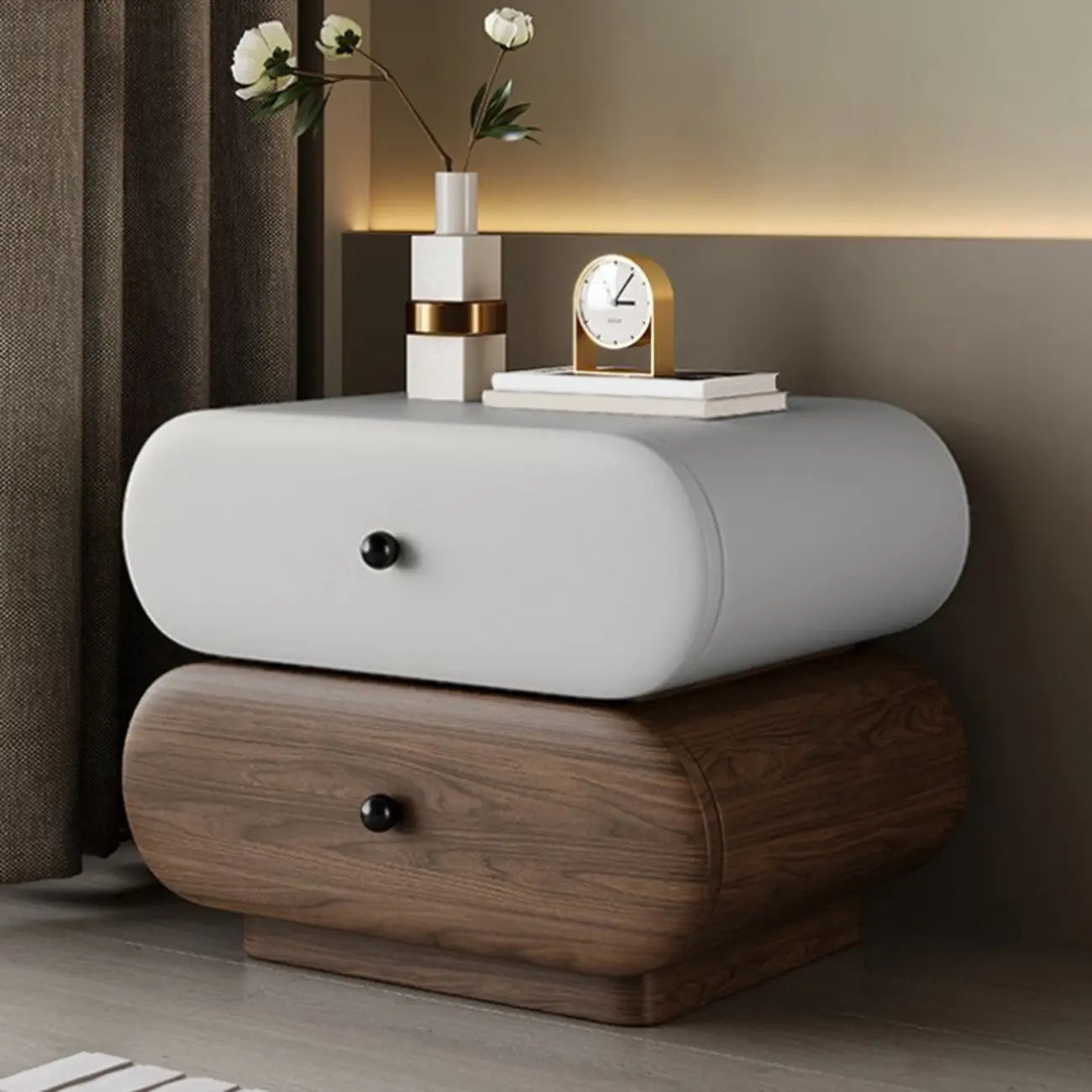 Modern Two-Tone Bedside Table with Storage Drawers – Image 7