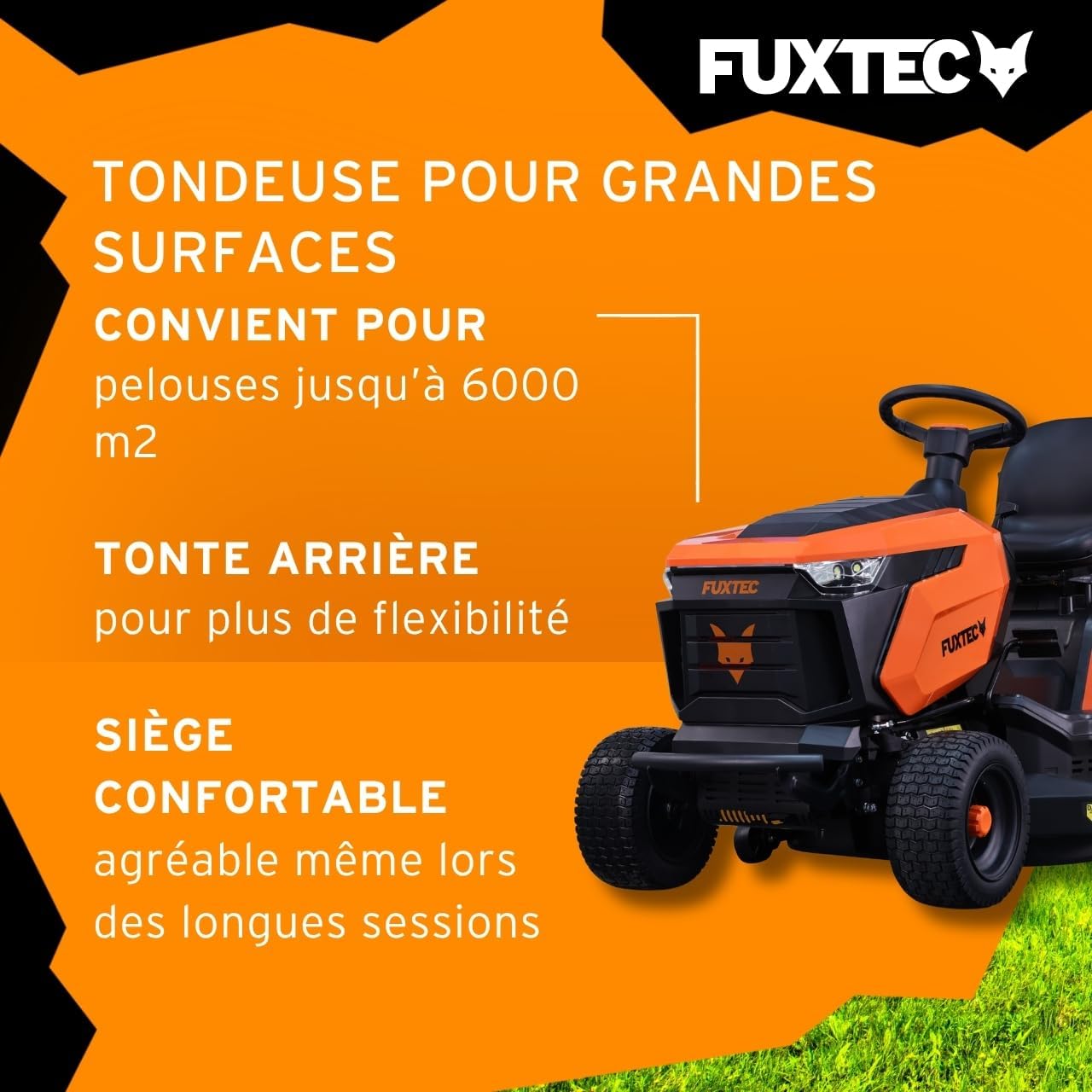 FUXTEC Tondeuse autoportée FX-RMT84M - Tondeuse autoportée à Essence avec Largeur de Coupe 83 cm - Moteur 8,8 KW 432 cm³ - 6 hauteurs réglables - bac 280 L - Marche arrière RMO - boîte Manuelle 5+1 – Image 5
