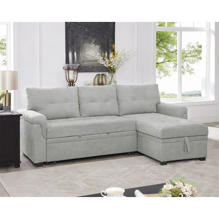 Convertible Reversible Sectional Sofa with Pull-Out Sleeper Bed, Hidden Storage Chaise, and Durable Legs – Image 21