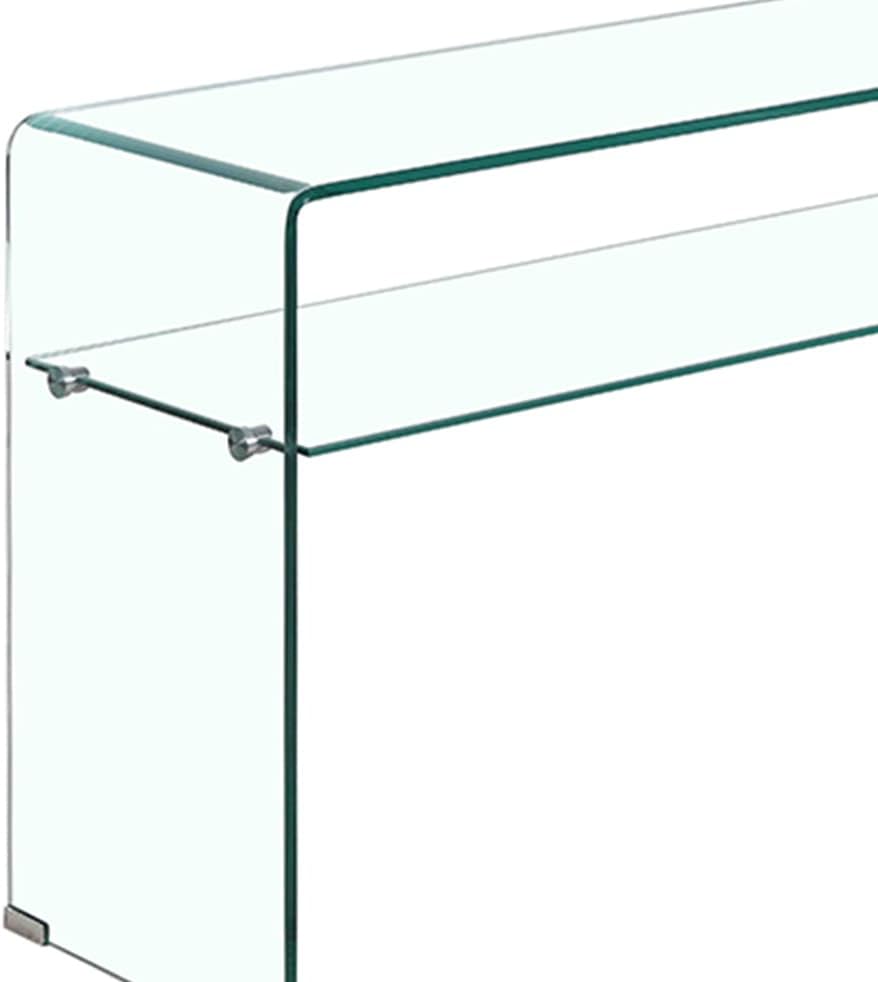 Meubletmoi Console en Verre Transparent 100 cm avec Tablette - Table d'entrée Design Contemporain - Ice – Image 4