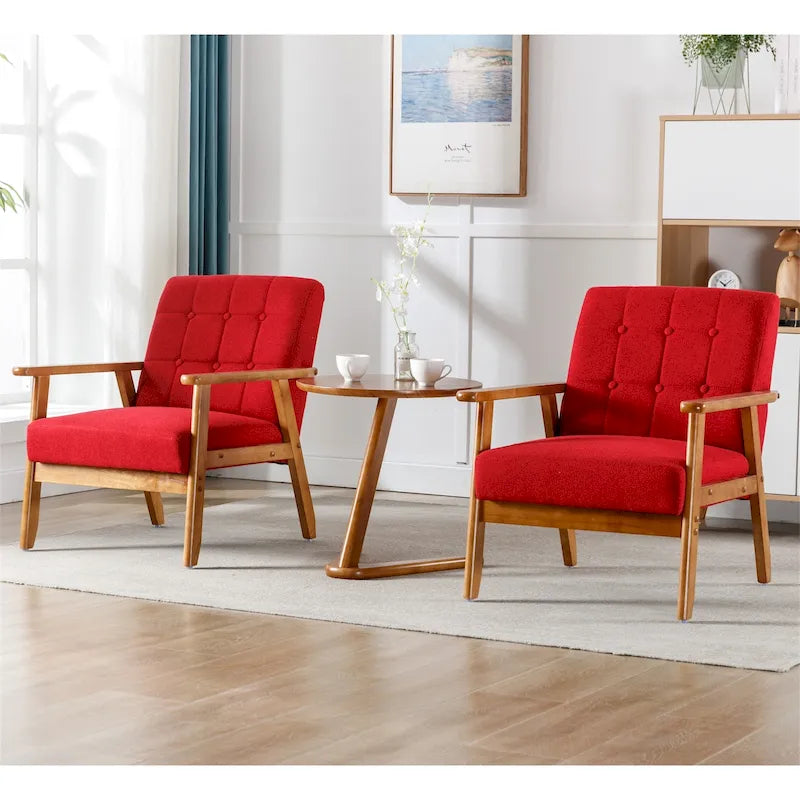 Mid Century Modern Accent Chairs Set of 2 with Side Table – Image 41