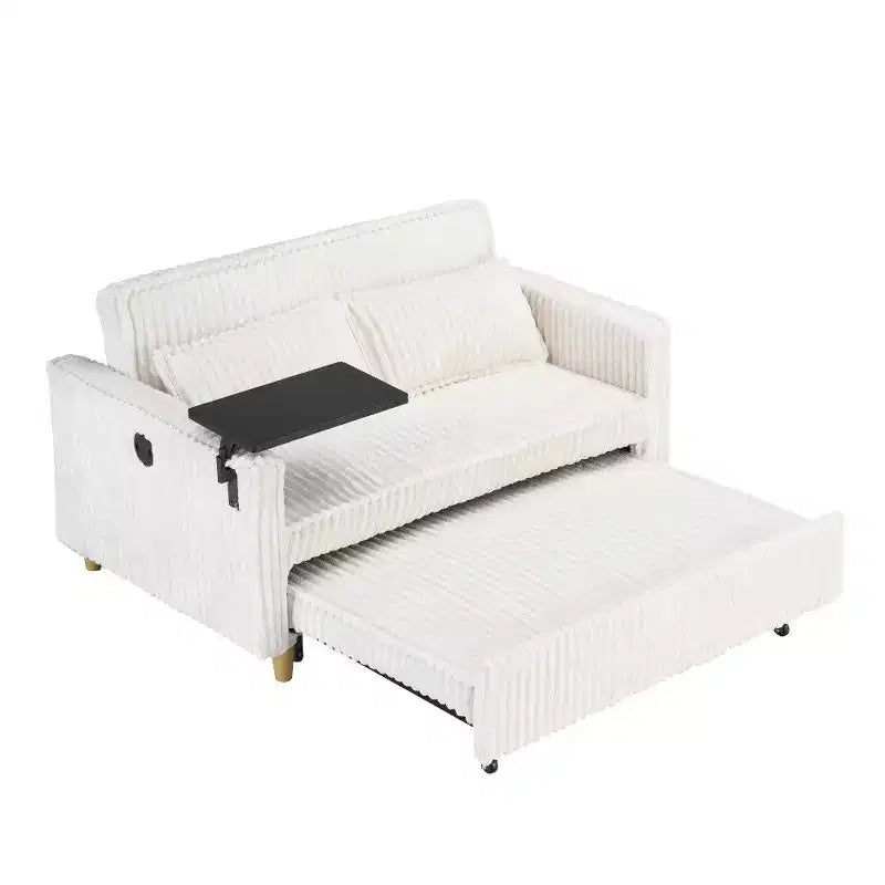 TUYOHW Space-Saving Convertible Sofa,Corduroy Sofa Bed with Movable Tabletop & USB Port,Multi-Functional Loveseat for Living Room – Image 9