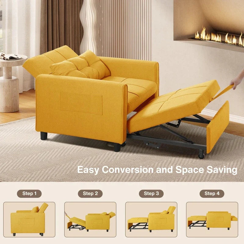 3-in-1 Adjustable Sleeper Sofa Bed, Pull Out Chair Sofa, Convertible Folding Bed for Living Room – Image 23