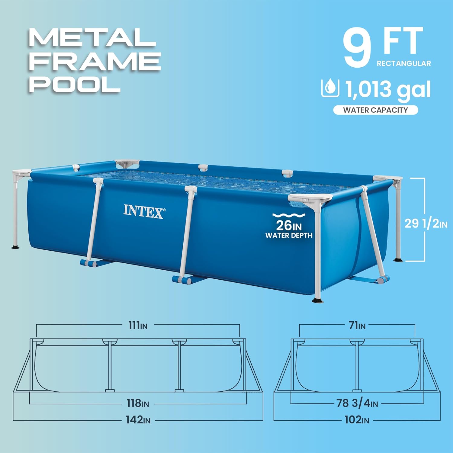 Intex - 28272NP - Piscine Metal Frame Junior rectangulaire Tubulaire (l) 3,00 x (l) 2,00 x (h) 0,75m – Image 2