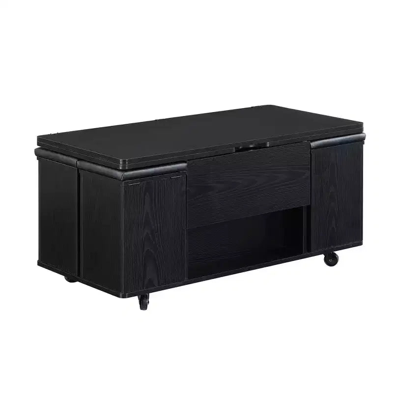 Zeus & Ruta Multi-Function Modern Lift-Top Coffee Table with Hidden Storage, 4 Stools and Casters, Perfect for Modern Living Spaces – Image 14