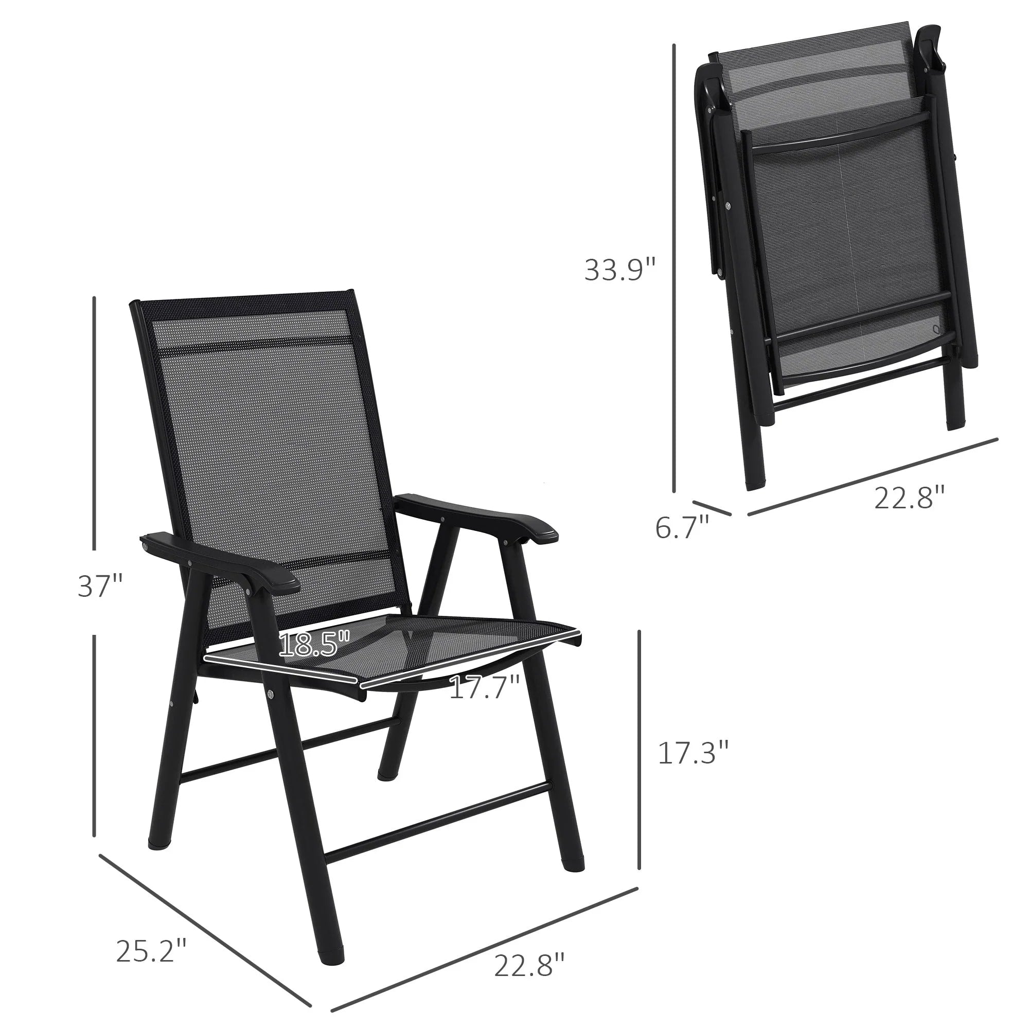 Outsunny 4-piece Folding Patio Chair Set with a Simple & Chic Design, Comfortable for the Deck, Garden, Yard & Travel – Image 14