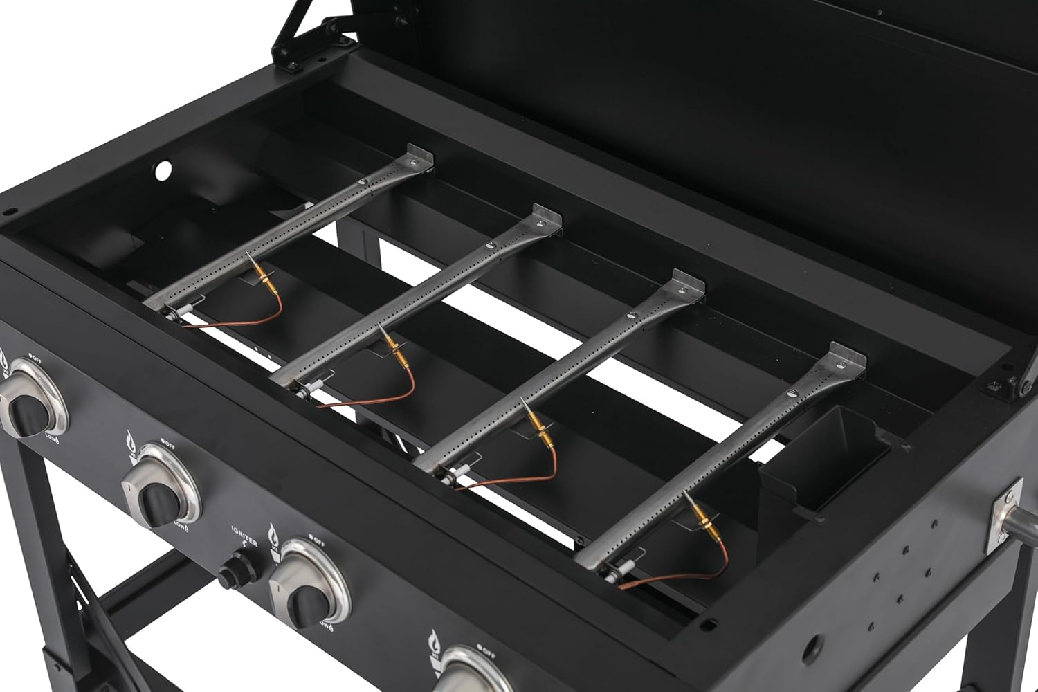 METRO PROFESSIONAL Barbecue Plancha à Gaz avec 4 Brûleurs Dayton, Acier Inoxydable, 14.8 kW, Allumage par Impulsion, 4 roulettes Pivotantes, Pliable, Noir – Image 6