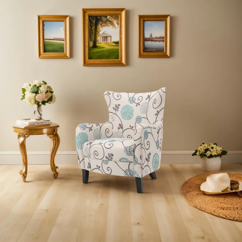 Modern Retro 30.25 High Back Upholstered Arm Chair with Wood Legs for Living Room – Image 40