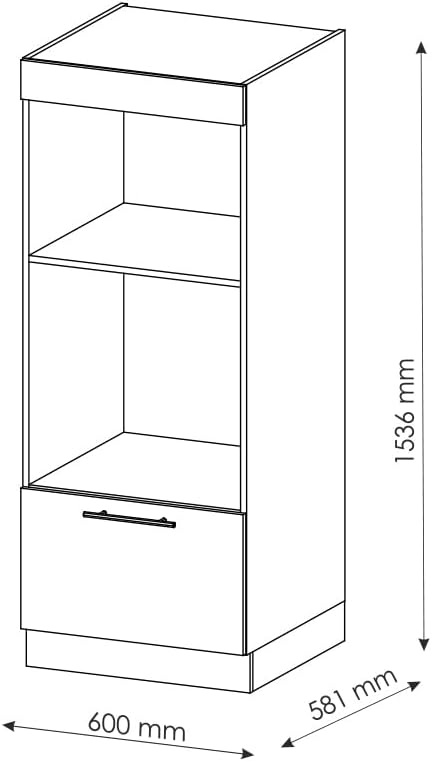 Vicco Armoire Micro-Ondes Fame-Line, Blanc Haute Brillance, 60cm Ouvert – Image 2
