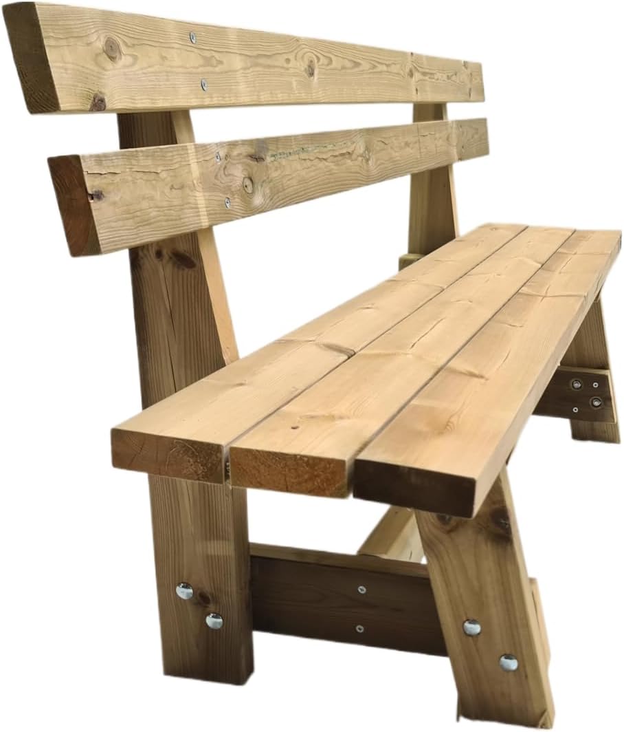 MASGAMES Banc avec dossier VIC Bois traité pour l'extérieur Autoclave Niveau IV 180 cm de long – Image 9