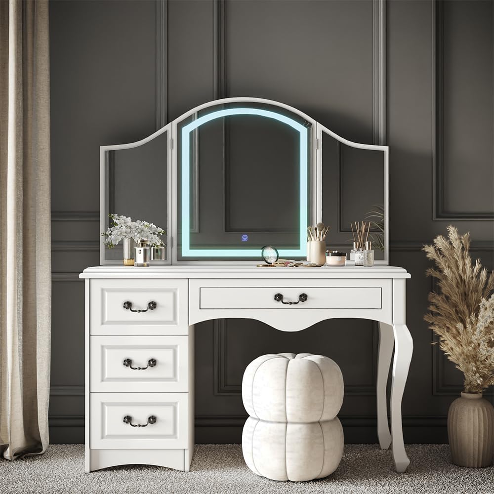 Vicco Coiffeuse Belle, Blanc, 120cm avec éclairage LED à intensité Variable – Image 7