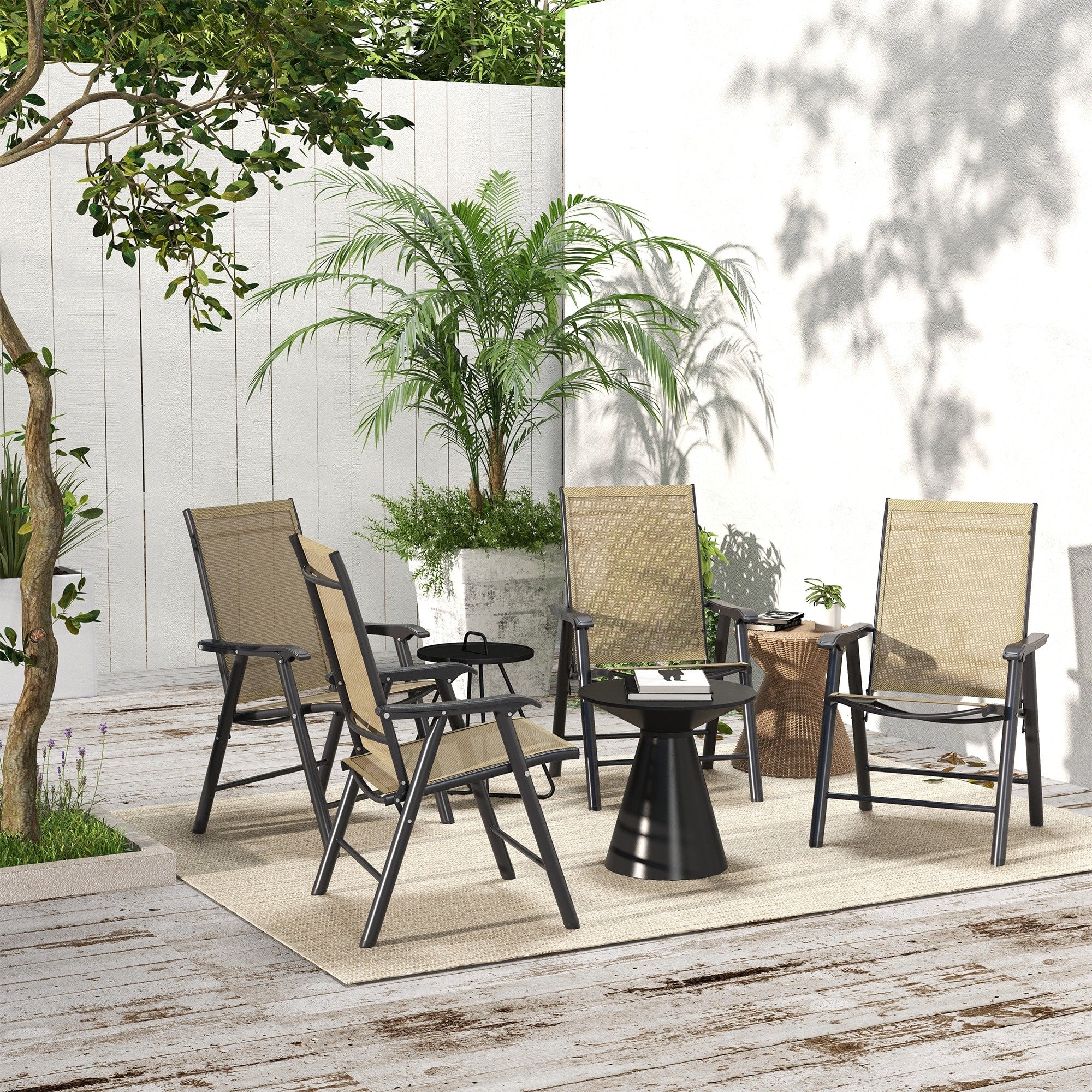 Outsunny 4-piece Folding Patio Chair Set with a Simple & Chic Design, Comfortable for the Deck, Garden, Yard & Travel – Image 28
