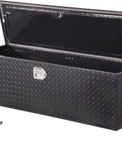 VEVOR Boîte à outils pour camion en aluminium, 1244,6 x 381 x 381 mm, coffre de benne de pick-up avec poignées latérales et clés de verrouillage, pour remorque, benne de camion, camping-car, noir