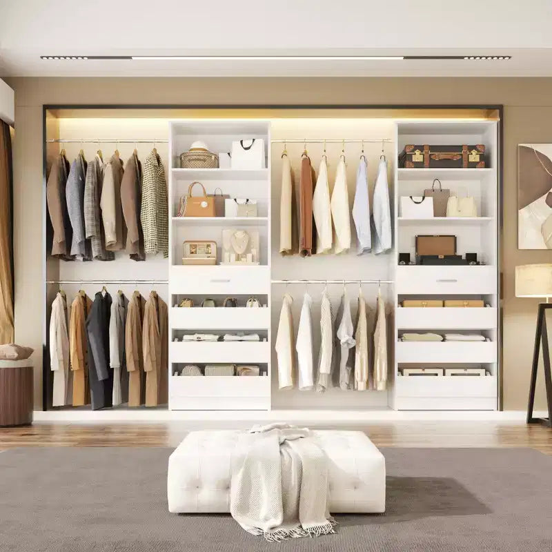 Besiost Closet System with 8 Wooden Drawers and 4 Hanging Rods – Image 18