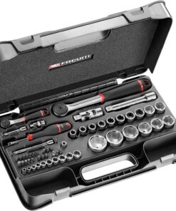 FACOM Coffret de Cliquets, Douilles et Embouts 1/4 et 1/2, 58 Pièces, Cliquets Étanches, MBOX, RS.161-2