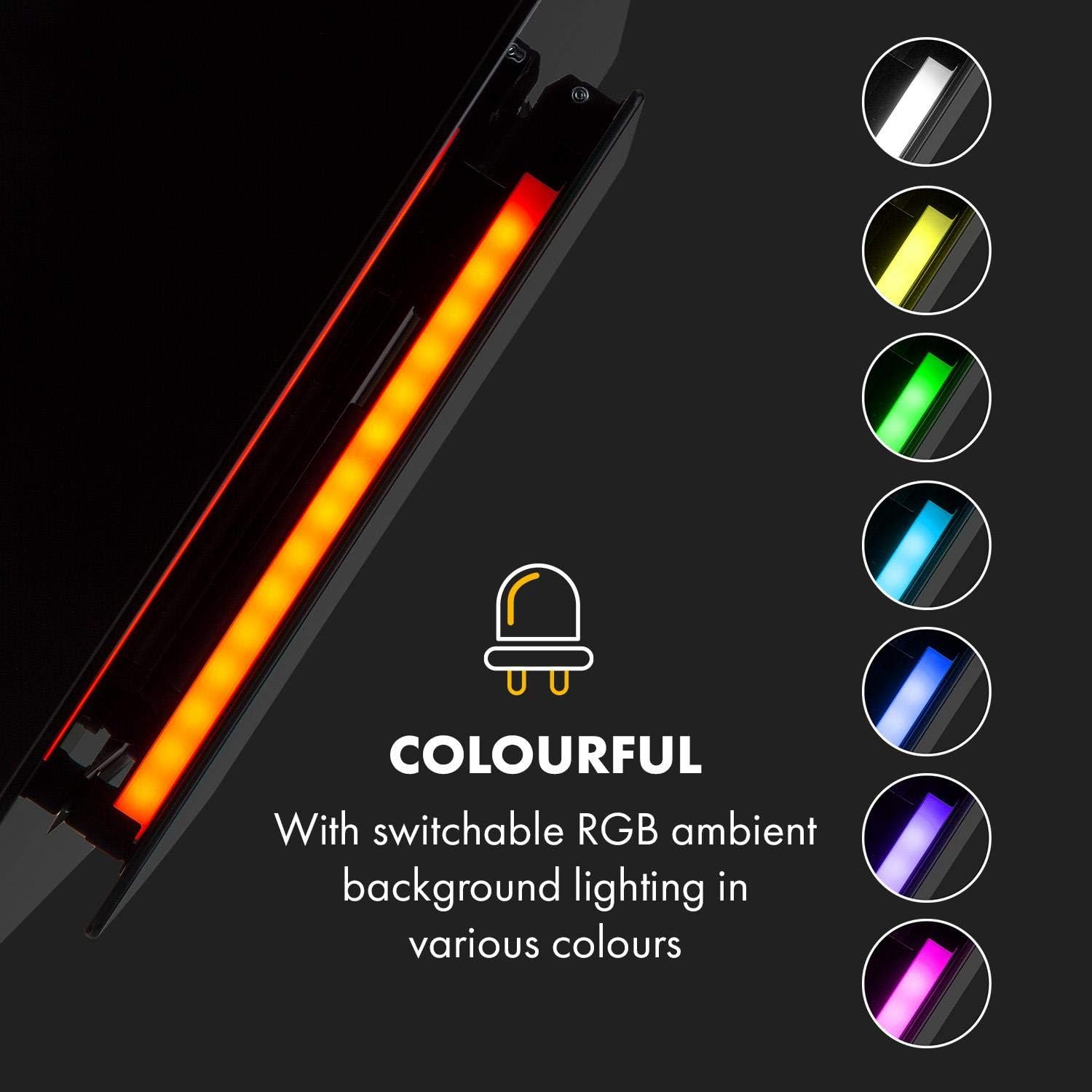 KLARSTEIN Eleonora - hotte aspirante, CEE A++, capacité: 426 m3/h, commande tactile, éclairage LED RVB, 60 dB, évacuation ou recirculation d'air, filtre à graisse, 60cm - noir – Image 6