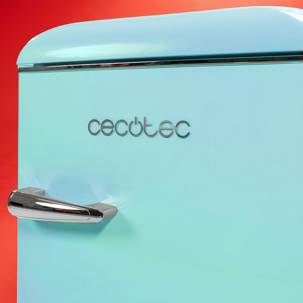 Cecotec Mini Réfrigérateur 2 Portes Retro 86L Bolero CoolMarket 2D Origin 86 Blue E, 89,3cm H et 48,7cm L, IceBox, Classe Énergétoque E, Total No Frost, Lumière Intérieure et Poignée Chromée, Bleu – Image 8