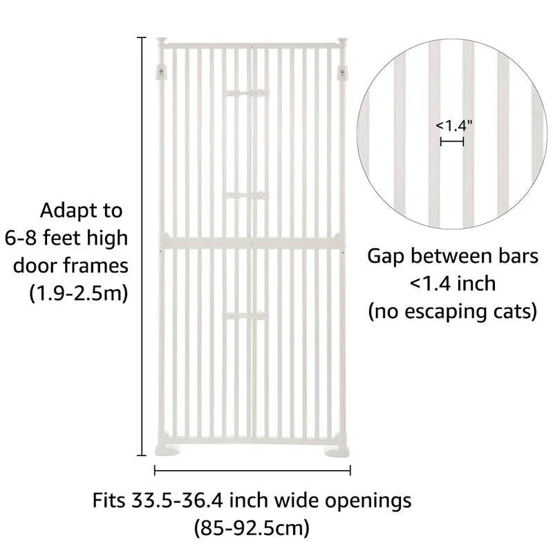 unipaws Extra Tall Cat Pet Gate 74 Inch High with Doors Locks – Image 4